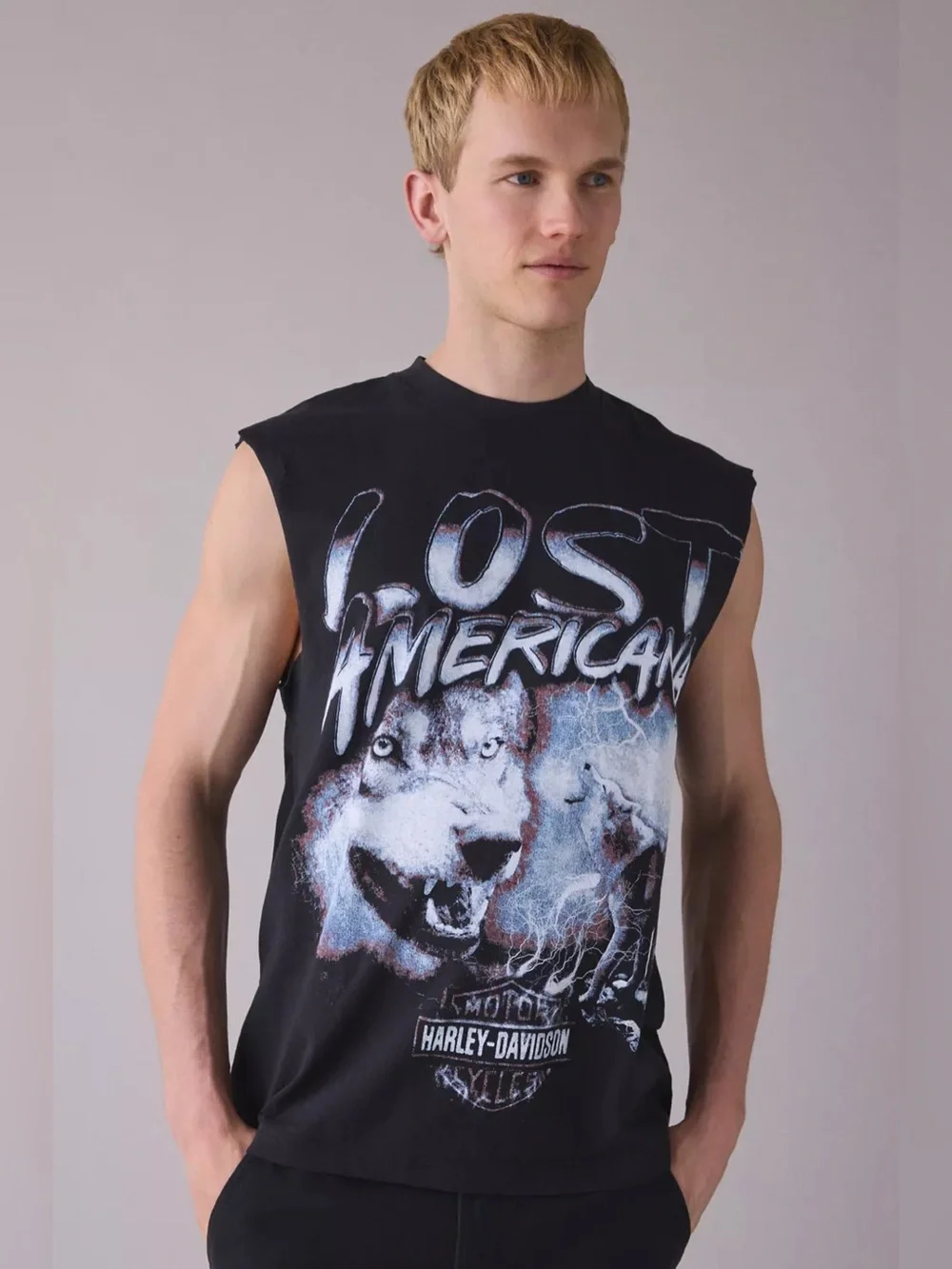 Urban Outfitters Harley Davidson X mgk lost americana Graphic Muscle Tee